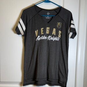 NHL VGK NHL Vegas Golden Knights Gray V-Neck S/S Shirt Size Med EUC #2244
